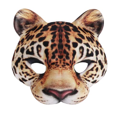 Vocoliday 1 x Halloween-Maske, Halbgesichtsmaske, Tier, gelber Leopardenmuster, Halbmasken für Halloween, Weihnachten, Geburtstag, Karneval, Festival, Urlaub, Bar, Party, Kostüm, Requisiten von Vocoliday