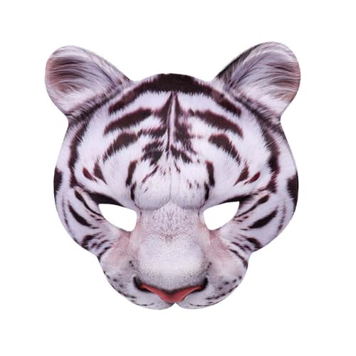 Vocoliday Halloween-Halbgesichtsmaske, weißer Tiger, Tiermaske, Tiermaske, für Halloween, Maskerade, Party, Kostüm, Cosplay, Requisiten, 1 Stück von Vocoliday