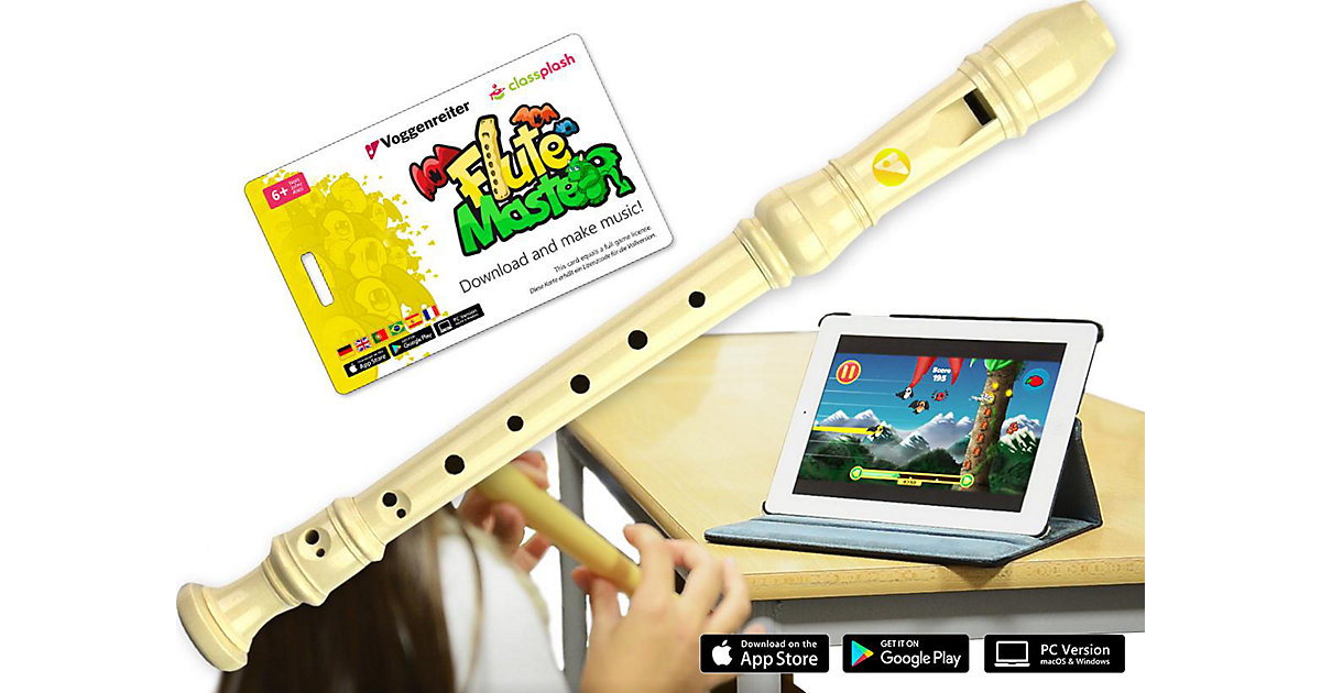 Flute Master (App) mit Blockflöte aus Kunststoff (barocke Griffweise) von Voggenreiter