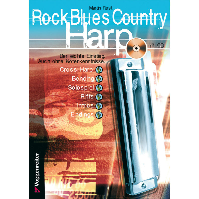 Rock Blues Country Harp, mit Audio-CD von Voggenreiter