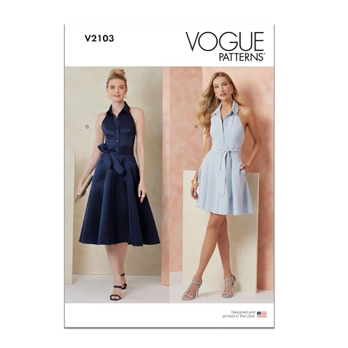 Vogue Schnittmuster V2103Y5 Damenkleid in zwei Längen und Bindegürtel Y5 (46-50-52-54) von Vogue