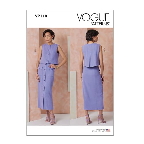 Vogue Schnittmuster V2118H5 Oberteil und Rock für Damen, H5 (34-36-38-40-42) von Vogue