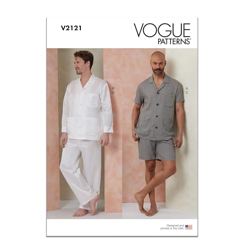 Vogue Schnittmuster V2121A Herren-Pyjama A (S-M-L-XL-XXL-XXXL) von Vogue