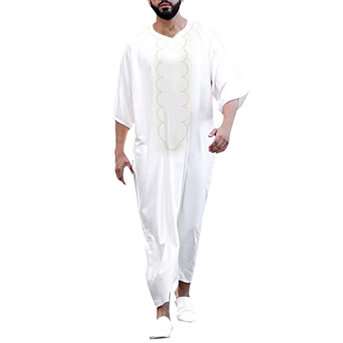 Vohiko Muslim Kleidung Herren Abaya Männer Muslimische Kleider Islamische Kostüm Outfit Lange Hemden Maxikleid Kaftan Festival Gebetskleidung Männer von Vohiko