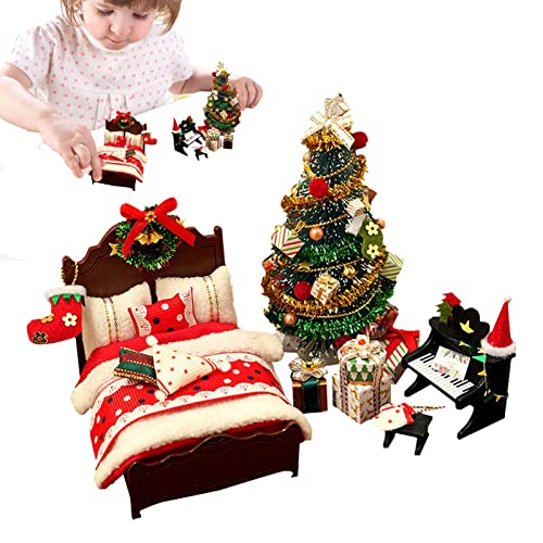 Voiakiu Weihnachtshaus-Kit - Wunderbare kreative dreidimensionale 3D-Led-Holz-Puppenhäuser,Ausgezeichnetes LED-Weihnachtshaus für Freunde, Familie, Weihnachten, Geburtstagsgeschenk von Voiakiu