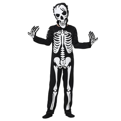 Voihamy Glow in The Dark Skelett Onesie,Leuchtendes Halloween-Skelett-Knochenkostü | Unisex-Skelett-Overall, bequemer Halloween-Skelett-Body für Halloween-Verkleidungspartys von Voihamy