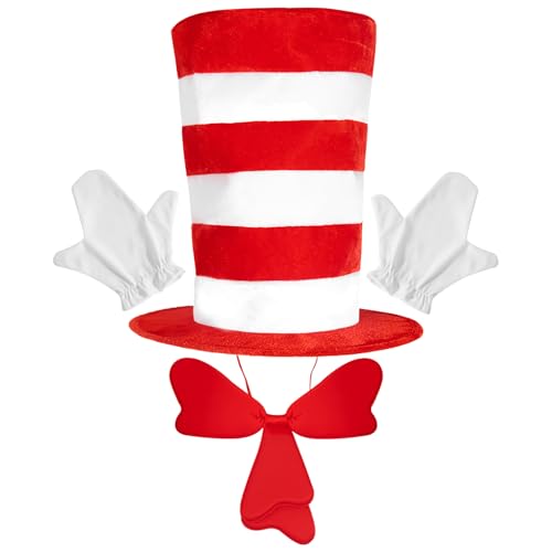 Voihamy Katzenhut Für Erwachsene - Zylinder Katzenkostüm Set Zubehör für Erwachsene - Rollenspiel Accessoires Mit Handschuhen Und Fliege Für Halloween Und Buch Events von Voihamy