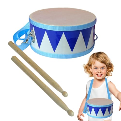 Voihamy Spielzeugtrommeln, Kindertrommelset,Doppelseitiges Kinder-Schlagzeugset mit 2 Trommelstöcken, verstellbarem Riemen - 8-Zoll-Baby-Holzspaß-Trommelspielzeug, von Voihamy