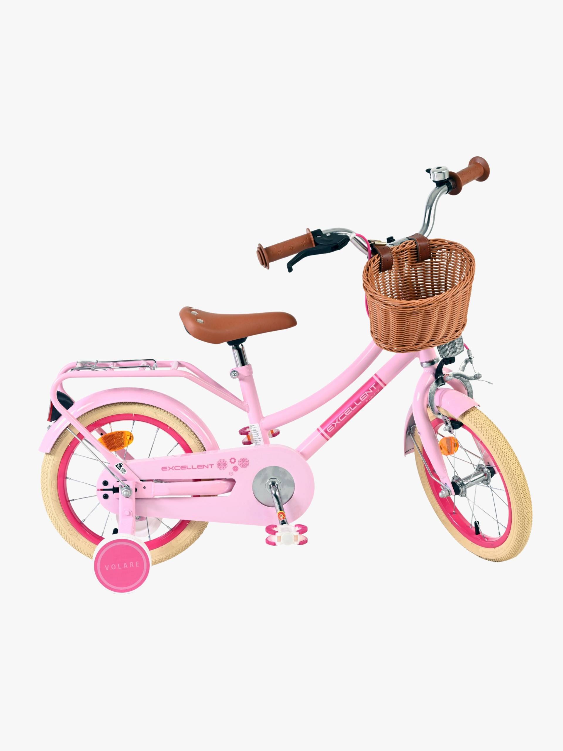 Volare Excellent Kinderfahrrad mit Korb 14 Zoll, Rosa von Volare