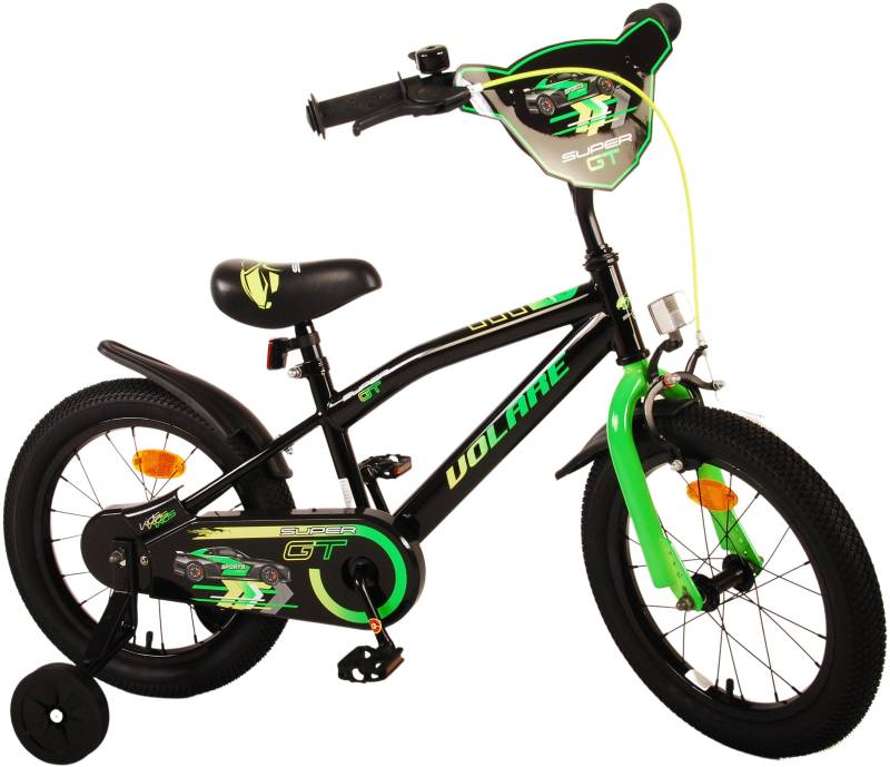 Volare Super GT Kinderfahrrad 16 Zoll, Schwarz/Grün von Volare