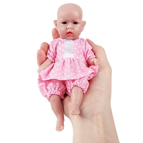 Vollence 16.5 cm Mini-Vollsilikon-Baby-Puppen Mädchen, Nicht Vinyl-Puppen, realistische weiche winzige Silikon-Neugeborenen-Baby-Puppe für Spielzeug Geschenk für Kinder Alter 3+ von Vollence