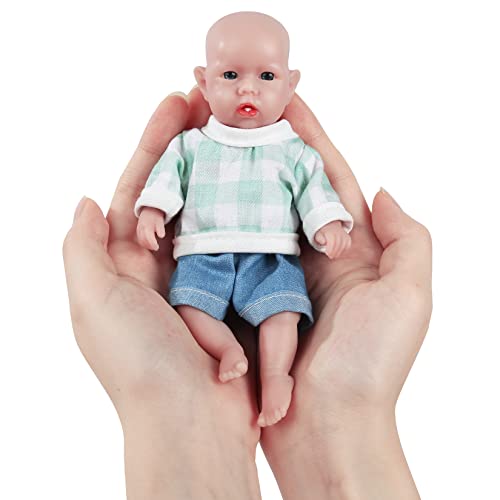 Vollence 16.5 cm Miniatur-Vollsilikon-Baby-Puppen Junge, Nicht Vinyl-Puppen, Mini-Größe echte Vollkörper-Silikon-Reborn-Baby-Puppen für Kindergeschenke von Vollence