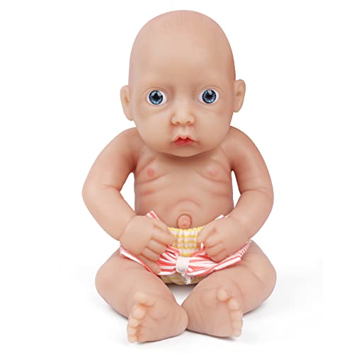 Vollence 28 cm Vollsilikon Babypuppes, Nicht Vinyl Puppen, Realistische Reborn Babypuppe, Ganzkörper Silikon Baby Puppen, Lebensechte Baby Doll - Mädchen von Vollence