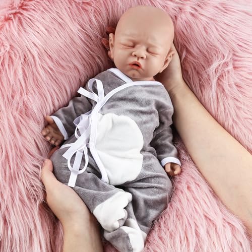 Vollence 31 cm schlafende volle Körpersilikon-Reborn-Baby-Puppe lebensechte Neugeborene Silikon-Baby-Puppen Stressabbau Anti-Stress-Spielzeug - Junge von Vollence