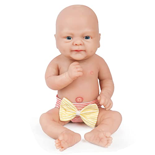 Vollence 36 cm Ganzkörper Silikon Reborn Babypuppe Junge,Vollsilikon Babypuppes, Lebensechte Reborn Babypuppen,Echte realistische Baby Puppe,Kinderpuppe Baby Doll von Vollence