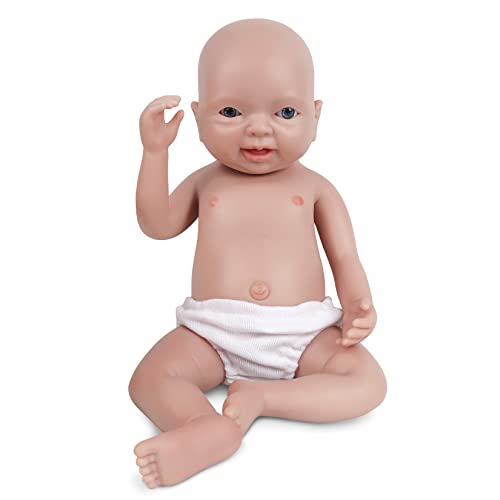 Vollence 36 cm Schlafende Reborn Silikon Babypuppen Realistisch, Keine Vinyl Puppen, Augen Geschlossen Realistische Reborn Baby Puppen, Neugeborenes Baby Puppe, Real Lifelike Baby Puppen - Junge von Vollence