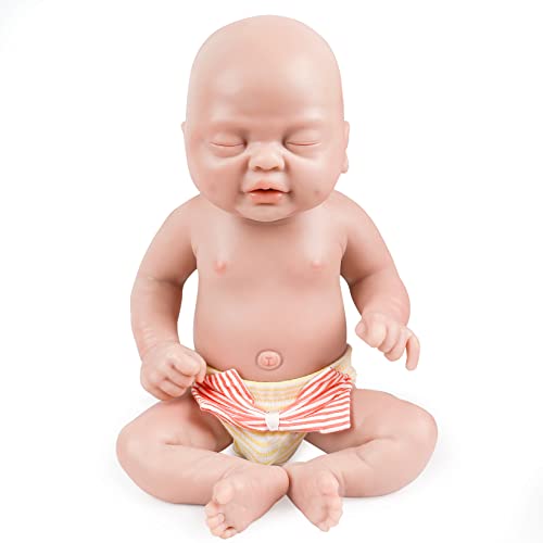 Vollence 36 cm Schlafende VollSilikon Baby Puppen, Nicht Vinyl Puppen,Kann Einen Schnuller Nehmen Silikonpuppen Vollsilikonbaby - Mädchen von Vollence