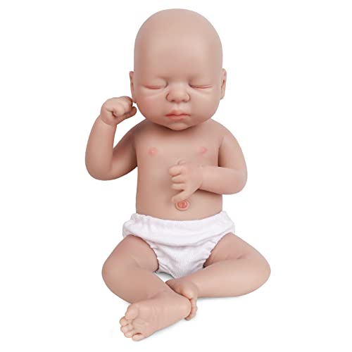 Vollence 36 cm Schlafende Vollsilikonbaby, Die Realistisch Aussehen, Nicht Vinyl Puppen, Realistische Reborn Baby Puppe, Echte Baby Puppen, Lebensechte Baby Puppe,Neugeborene Baby Puppen - Junge von Vollence