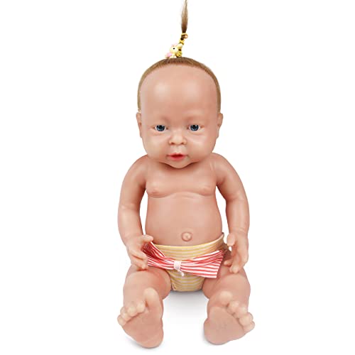 Vollence 40 cm VollSilikon Babypuppen mit Haaren, Nicht Vinyl Puppen, Realistische Reborn Baby Puppen, Neugeborenes Baby Puppe, Real Lifelike Baby Puppen - Junge von Vollence
