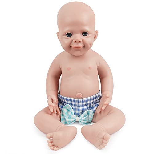 Vollence 43 cm Auge Offen VollSilikon Baby Puppen, Nicht Vinyl Puppen, Kann Einen Schnuller Nehmen Silikonpuppen Vollsilikonbaby - Junge von Vollence