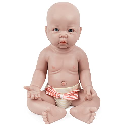 Vollence 43 cm Vollsilikon Babypuppes, Nicht Vinyl Puppen, Realistische Reborn Baby Doll, Echte Baby Dolls, Lebensechte Baby Doll, Neugeborene Baby Dolls - Junge von Vollence