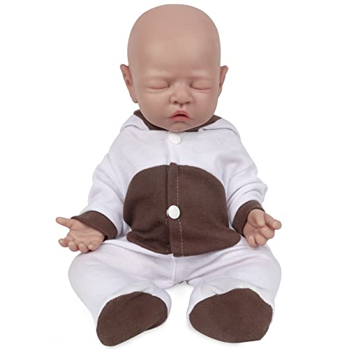 Vollence 46 cm schlafende Ganzkörper Silikon Reborn Babypuppe Mädchen,VollSilikon Babypuppen, Nicht Vinyl Puppen, Augen geschlossen Realistische Reborn Baby Puppen, Real Lifelike Baby Puppen von Vollence