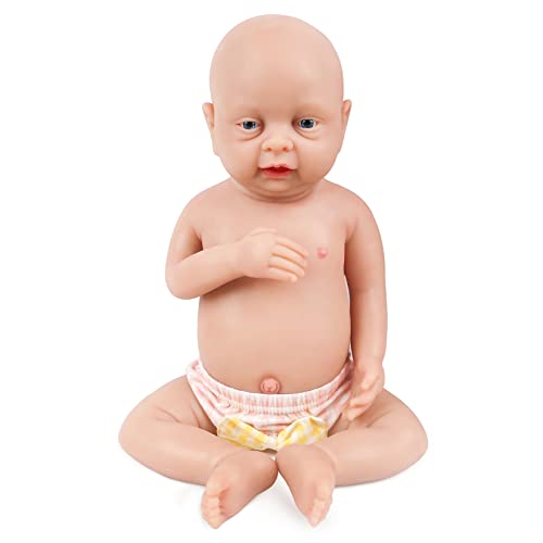 Vollence 46cm Ganzkörper Silikon Reborn Babypuppe Mädchen,Vollsilikon Babypuppes,Nicht Vinyl Puppen, Realistische Reborn Babypuppe,Kinderpuppe Baby Doll von Vollence
