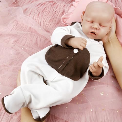 Vollence 46cm Schlafende Reborn Baby Puppe Silikon,Realistische Babypuppe, Idealer Begleiter zum Stressabbau - Mädchen von Vollence
