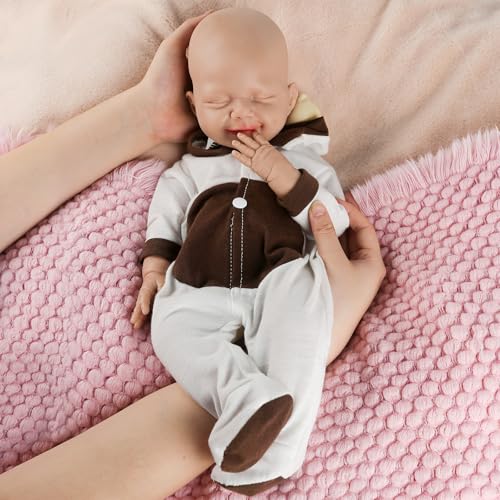 Vollence 46cm Schlafende Ganzkörper Silikon Reborn Babypuppe, Realistische Schlafende Puppe - Mädchen von Vollence
