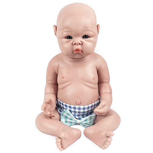 Vollence 48 cm Ganzkörper Silikon Reborn Babypuppe Junge,Vollsilikon Babypuppe, Nicht Vinyl Puppen, Echte Babypuppen, Realistische Reborn Babypuppen, Neugeborene Babypuppe von Vollence