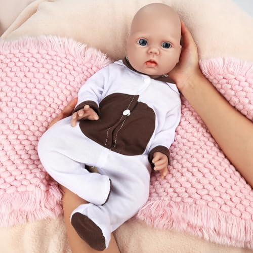 Vollence 48cm Reborn Baby Puppe Silikon – Realistische Silikonpuppe, Perfekte Wahl für Sammler und Kinder von Vollence