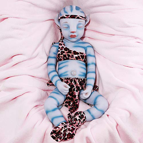 Vollence 51 cm Avatar Auge geschlossene Vollsilikon Babypuppes, wiedergeborene lebensechte Neugeborene Babypuppe aus Silikon - Junge von Vollence