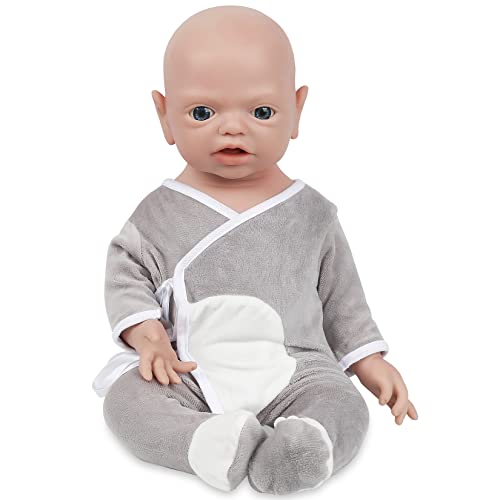 Vollence 53 cm Auge Offen Ganzkörper Silikon Reborn Babypuppe Junge,VollSilikon Babypuppen, Nicht Vinyl Puppen, Kann Einen Schnuller Nehmen Silikonpuppen Vollsilikonbaby von Vollence