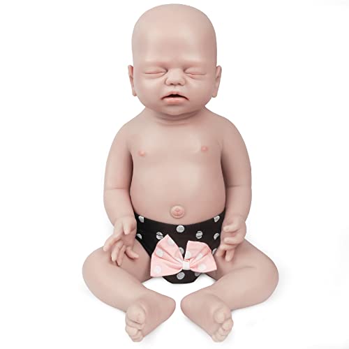 Vollence 53 cm Schlafende VollSilikon Baby Puppen, Nicht Vinyl Puppen,Mund Offen Silikonpuppen Vollsilikonbaby - Mädchen von Vollence