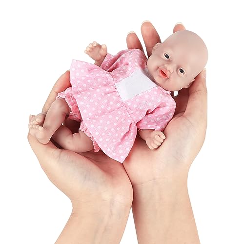 Vollence Miniatur-Reborn-Babypuppe Mädchen Silikon Mini Realistisch Neugeborenes Handgemachtes Spielzeug Kleine Silikonpuppe Winzige Puppe von Vollence
