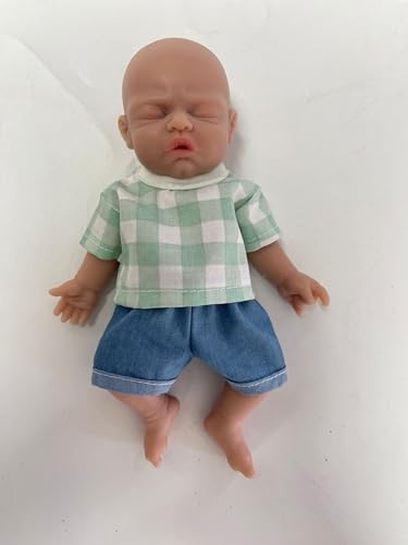 Vollence Miniatur-Reborn-Babypuppen Junge Silikonpuppe Mini Realistisches Neugeborenes Babypuppen Silikon Ganzkörper Stressabbau Echtes Miniatur-Babypuppe von Vollence