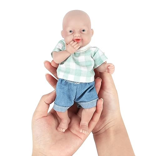 Vollence Wiedergeborene Babypuppe Silikonpuppe Junge Mini Realistisches Neugeborenes Babypuppen Silikon Ganzkörper Stressabbau für Erwachsene Handgefertigt von Vollence