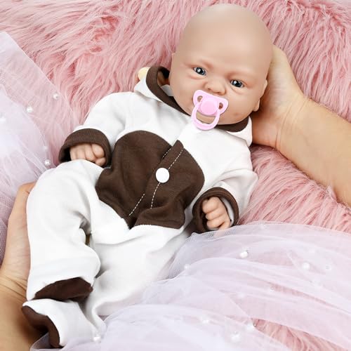 Vollence 31 cm Wiedergeborene Babypuppen, Silikon-Vollkörper, realistische lebensechte Neugeborene Platin-Silikon-Babypuppen realistische Puppe - Mädchen Vollence 31 cm Wiedergeborene Babypuppen, Silikon-Vollkörper, realistische lebensechte Neugeborene Platin-Silikon-Babypuppen realistische Puppe - Mädchen von Vollence