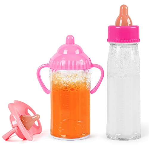Vollence magische Babypuppen-Saugflaschen,magische Babypuppe Milch und Saft Verschwinden, Babypuppen-Zubehör, Spielzeug Babypuppen-Flaschenset von Vollence