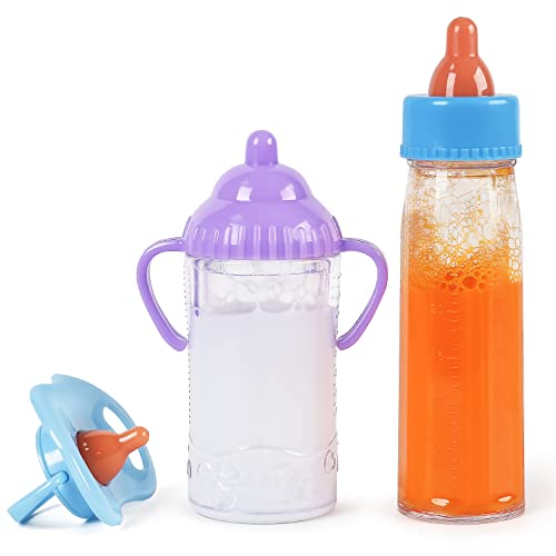 Vollence magische Babypuppen-Saugflaschen,magische Babypuppe Milch und Saft Verschwinden, Babypuppen-Zubehör, Spielzeug Babypuppen-Flaschenset von Vollence