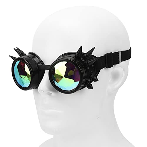 Vomeko Kaleidoskop-Rave-Brille, Steampunk-Brille, Kristall-Regenbogen-Kaleidoskop-Rave-Brille Für Festival-Cosplay-Zubehör(Schwarz) von Vomeko