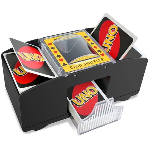 Vonsera Kartenmischmaschine Elektrische, Automatisch Kartenmischer für 1-2 Decks, Spielkarten Kartenmischgerät für Familientreffen, Card Shuffler für UNO, Poker, Blackjack - Batteriebetrieben von Vonsera