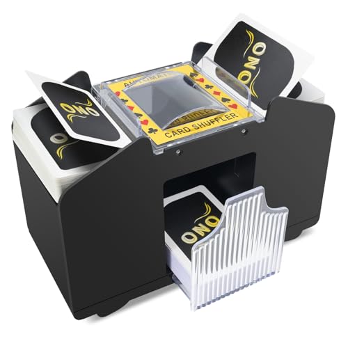 Vonsera Kartenmischmaschine Elektrische, Kartenmischgerät Automatischer für UNO, Poker, Blackjack, 2-4 Decks Spielkarten Kartenmischer für Familientreffen - Batteriebetrieben von Vonsera