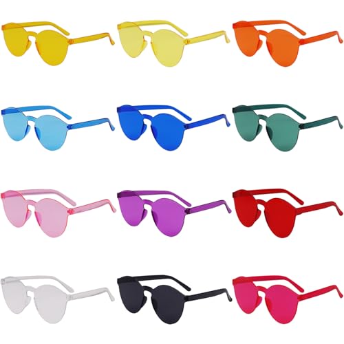 Vookkp 12 Paar Rund Partybrillen, Hippie Brille, Magische Farben Party Brille, Partybrillen Erwachsene Kinder, Rund Sonnenbrille Randlose für Party Zubehör, Foto Requisiten von Vookkp