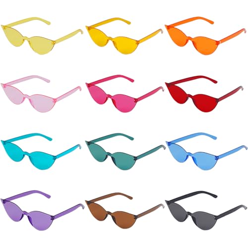 Vookkp 12 Paar Rund Partybrillen, Hippie Brille, Magische Farben Party Brille, Partybrillen Erwachsene Kinder, Rund Sonnenbrille Randlose für Party Zubehör, Foto Requisiten von Vookkp