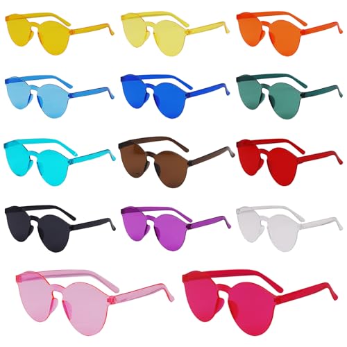 Vookkp 14 Paar Rund Partybrillen, Hippie Brille, Magische Farben Party Brille, Partybrillen Erwachsene Kinder, Rund Sonnenbrille Randlose für Party Zubehör, Foto Requisiten von Vookkp