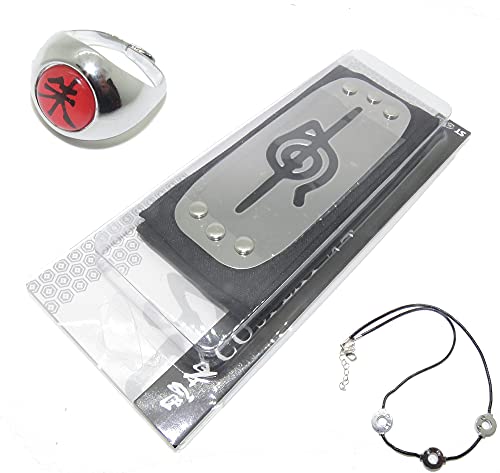 Vophifo Ninja Stirnband Ring von Akatsuki Cosplay (Stirnband, Fingerring und Halskette von Itach) von Vophifo