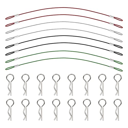 Voragrl Metallclip, R-Typ-Stiftstange, mit Stahl-Anti-Loss-Seil, RC-Schalenklemme, Kompatibel mit 1/8 1/10 Arrma Axial Redcat von Voragrl