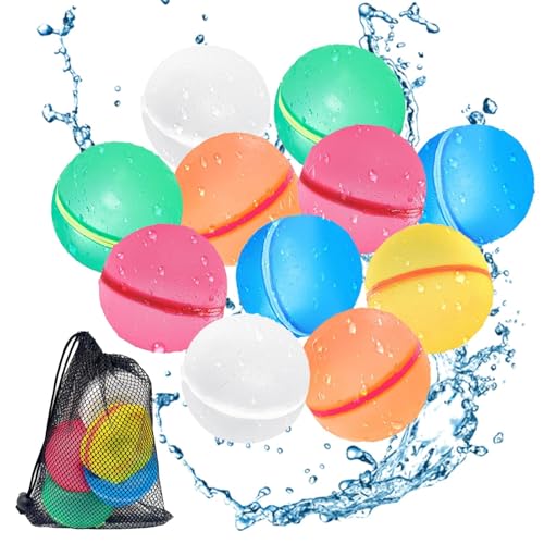 Vordpe 12 PCS Reusable Water balloons,Magnetic Refillable Quick Self Sealing Water Bomb,with Mesh Bag,for Kids Outdoor Activities Summer Fun Party Supplies von Vordpe