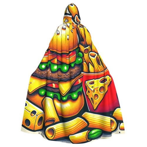 Cartoon-Hamburger-Käse Erwachsenen-Hexen-Kapuzenumhang, Halloween-Kostüm, Kapuzenumhang von Vortithora